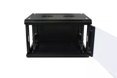 RACK 19'' 6U 450mm schwarz mit Glastür zur Montage