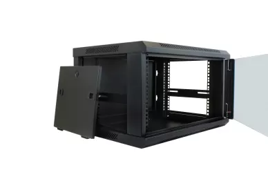 RACK 19'' 6U 450mm schwarz mit Glastür zur Montage