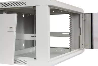 RACK 19'' 6U 550mm grauer Schrank mit Glastür, geteilt