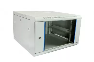 RACK 19'' 6U 600mm grauer Schrank mit Glastür