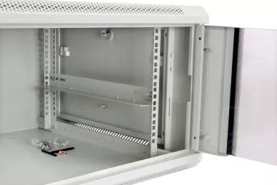 RACK 19'' 6U 600mm grauer Schrank mit Glastür
