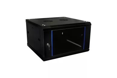 RACK 19'' 6U 600mm schwarz mit Glastür zur Montage