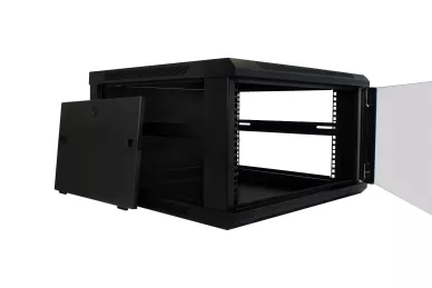 RACK 19'' 6U 600mm schwarz mit Glastür zur Montage