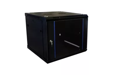 RACK 19'' 9U 600mm schwarz mit Glastür zur Montage