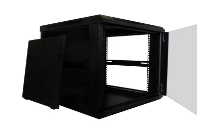 RACK 19'' 9U 600mm schwarz mit Glastür zur Montage