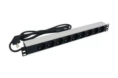RACK 19'' Steckdosenleiste - 9 Steckdosen, Aluminium
