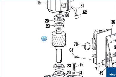 Rotor 50H45 with  shaft ROKIT (PECR50D.4670)