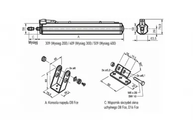 SOMFY 2700293 D8 FCE spindle drive 300 mm 230 V / 50 Hz - 500 N - Anodized silver