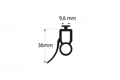 Somfy 9015220 Gummiprofil 14 mm, Pilz 9,6 mm, Rolle 50m