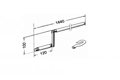 SOMFY 9701386 Short crank with steel hook, length 1440 mm