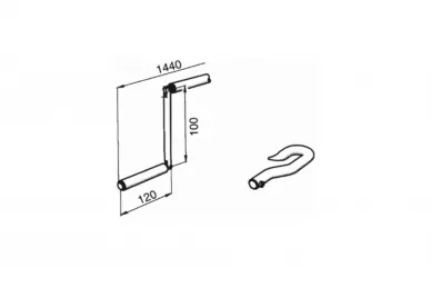 SOMFY 9702803 Korba długa z hakiem stalowym, długość 2800 mm 
