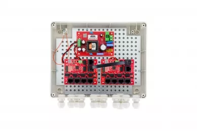 Switch PoE ATTE IP-9-11-L2 für 9 IP-Kameras ungepuffert mit Netzteil im externen Gehäuse
