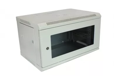 Szafa RACK 19'' 6U 400mm szara drzwi szklane