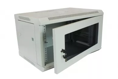 Szafa RACK 19'' 6U 400mm szara drzwi szklane