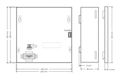 Logement Pulsar AWO005EI pour les panneaux de contrôle SATEL avec transformateur