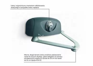 Nice HY7005 samohamowny siłownik z ramieniem łamanym, silnik 230V, do 3 m, z odblokowaniem awaryjnym