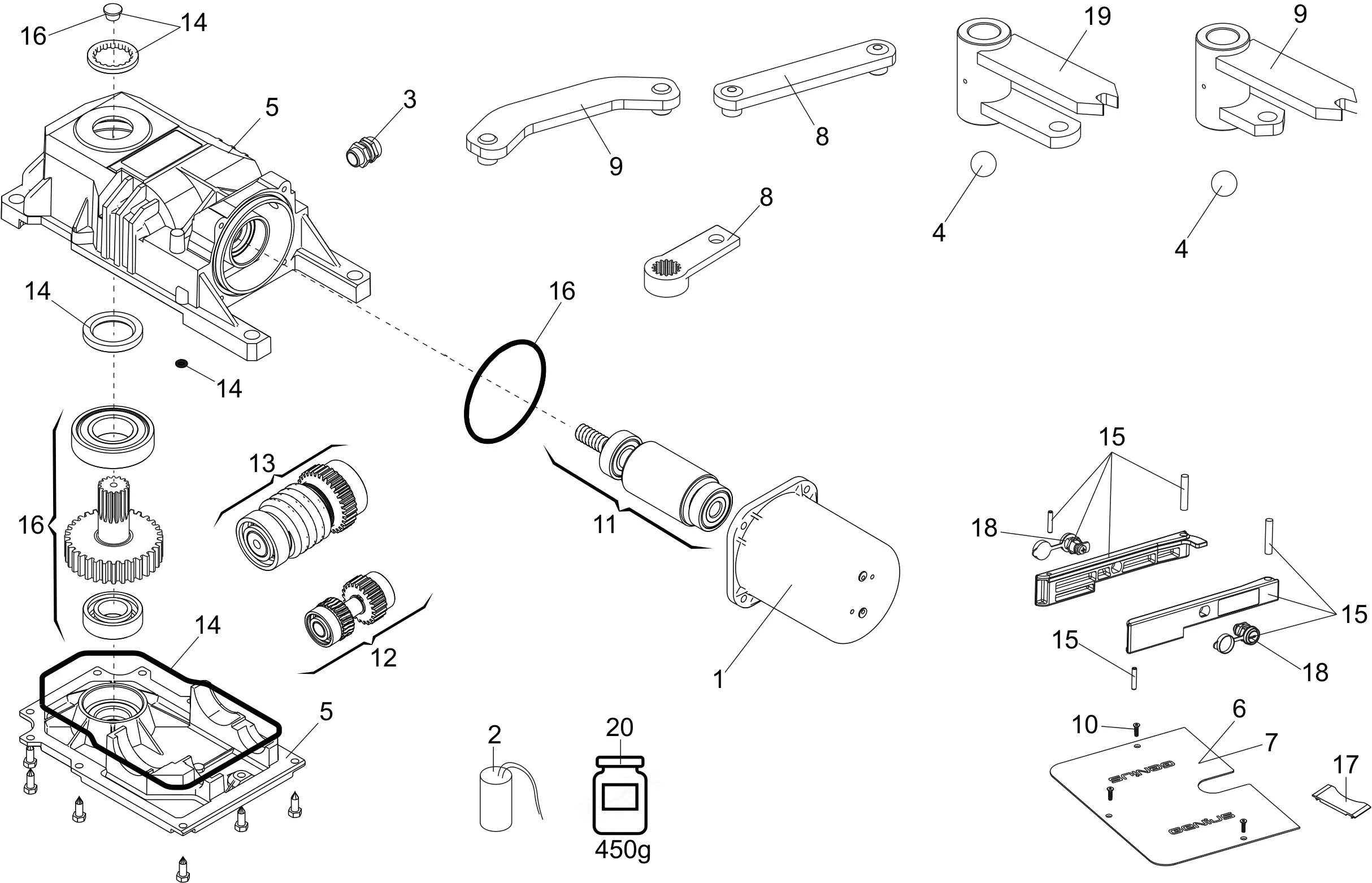 Service parts Genius Roller 230V Slow