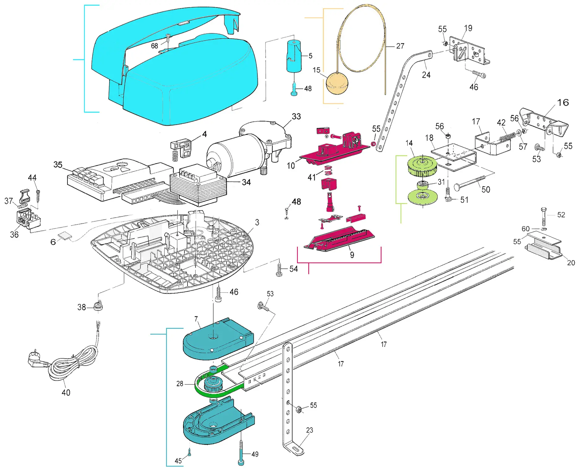 Service parts, operator diagram Nice Spin 30 (SPIN 30)