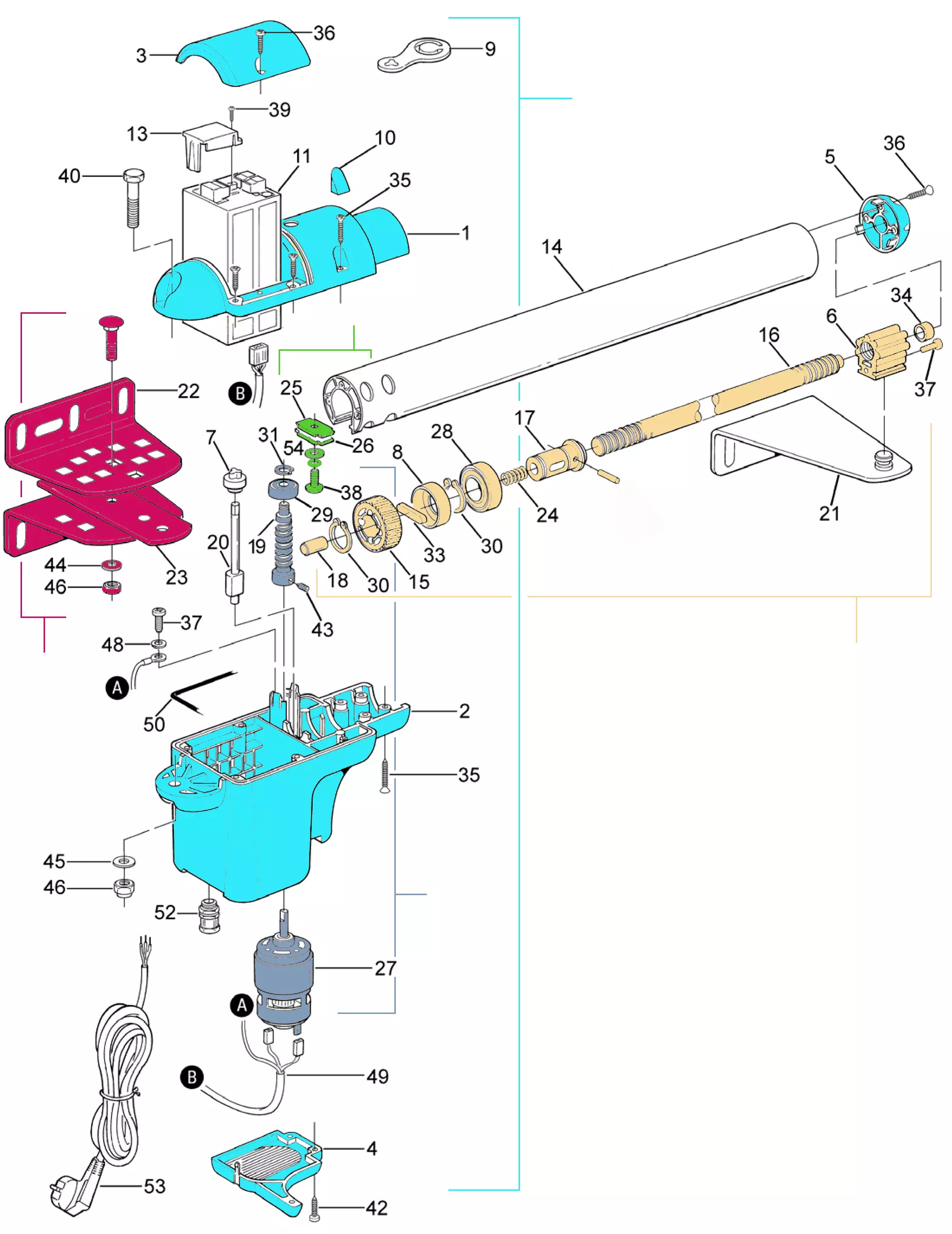 Serviceteile, Schema zum Fahren 