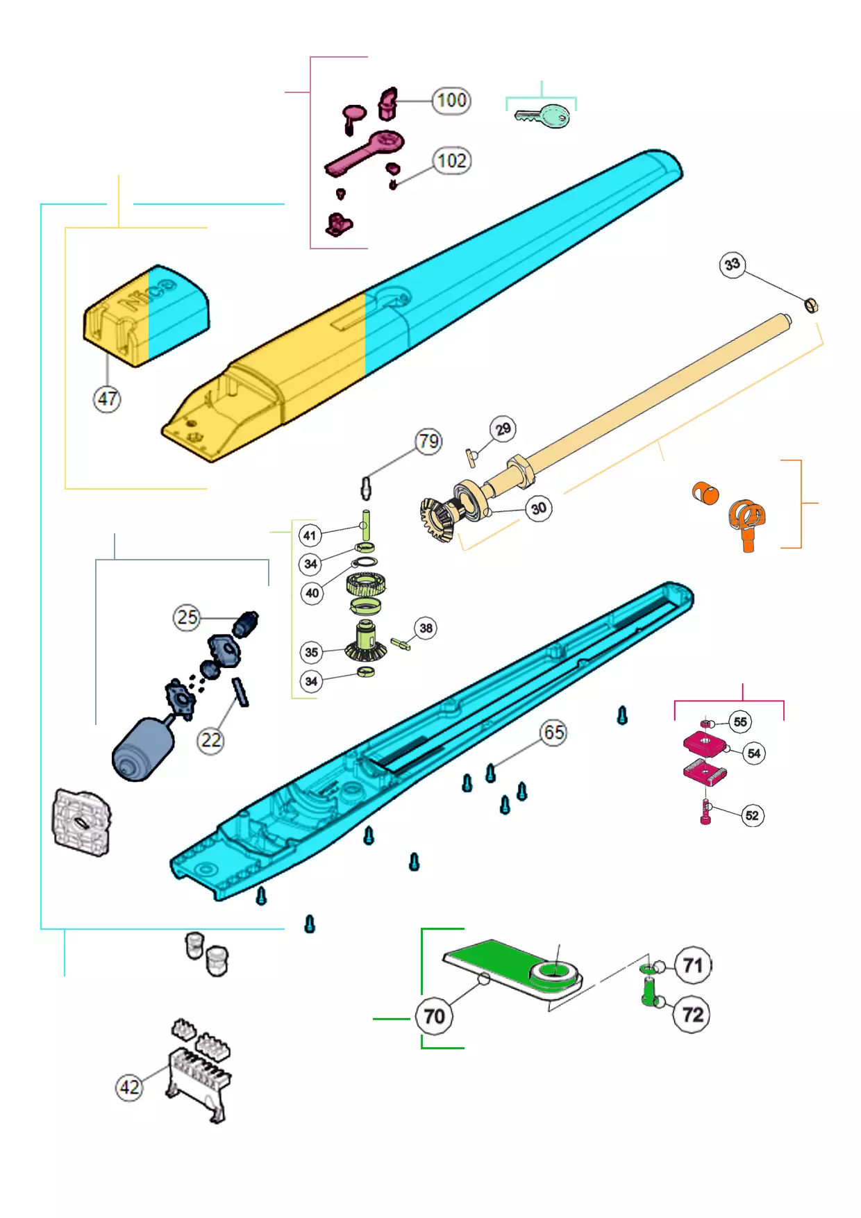 Serviceteile, Schema zum Fahren 