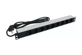 Listwa zasilająca RACK 19'' - 9 gniazd, aluminiowa