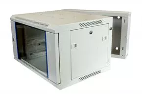 Szafa RACK 19'' 6U 550mm szara z drzwiami szklanymi, dzielona
